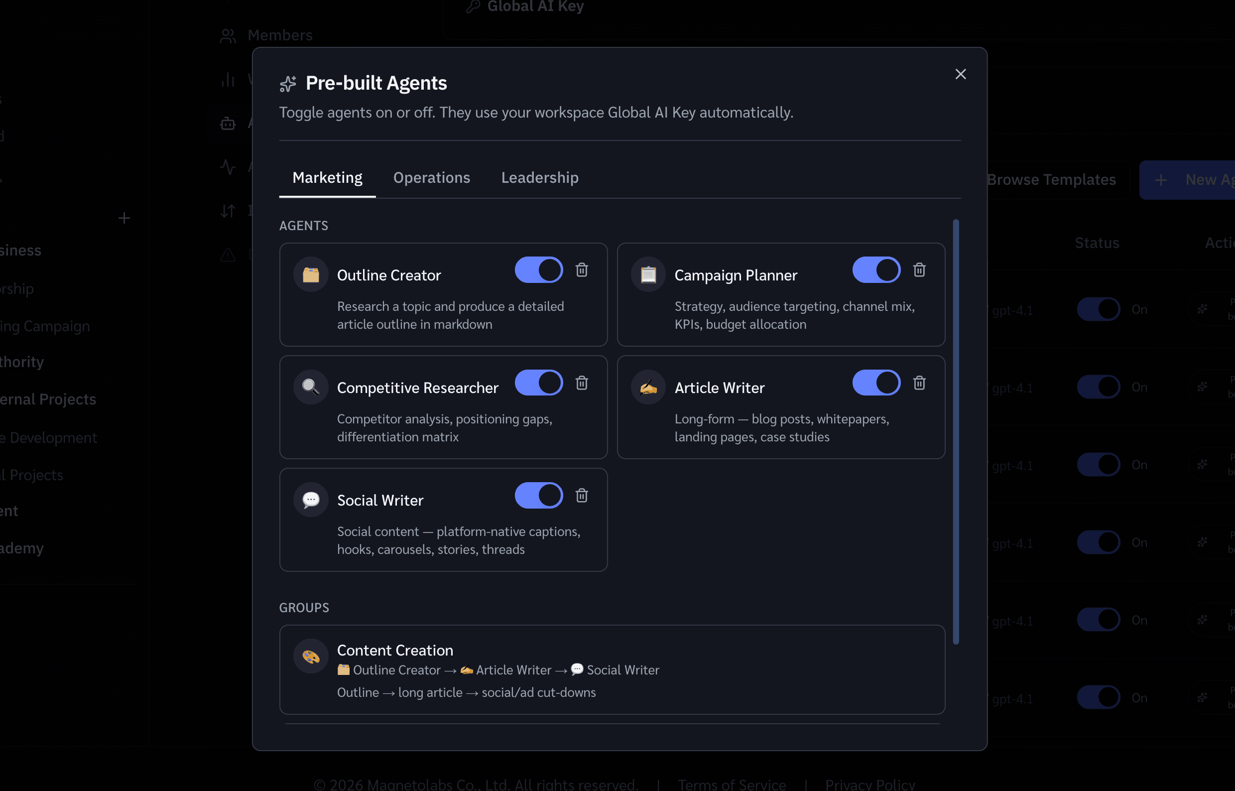 Pre-built AI agents