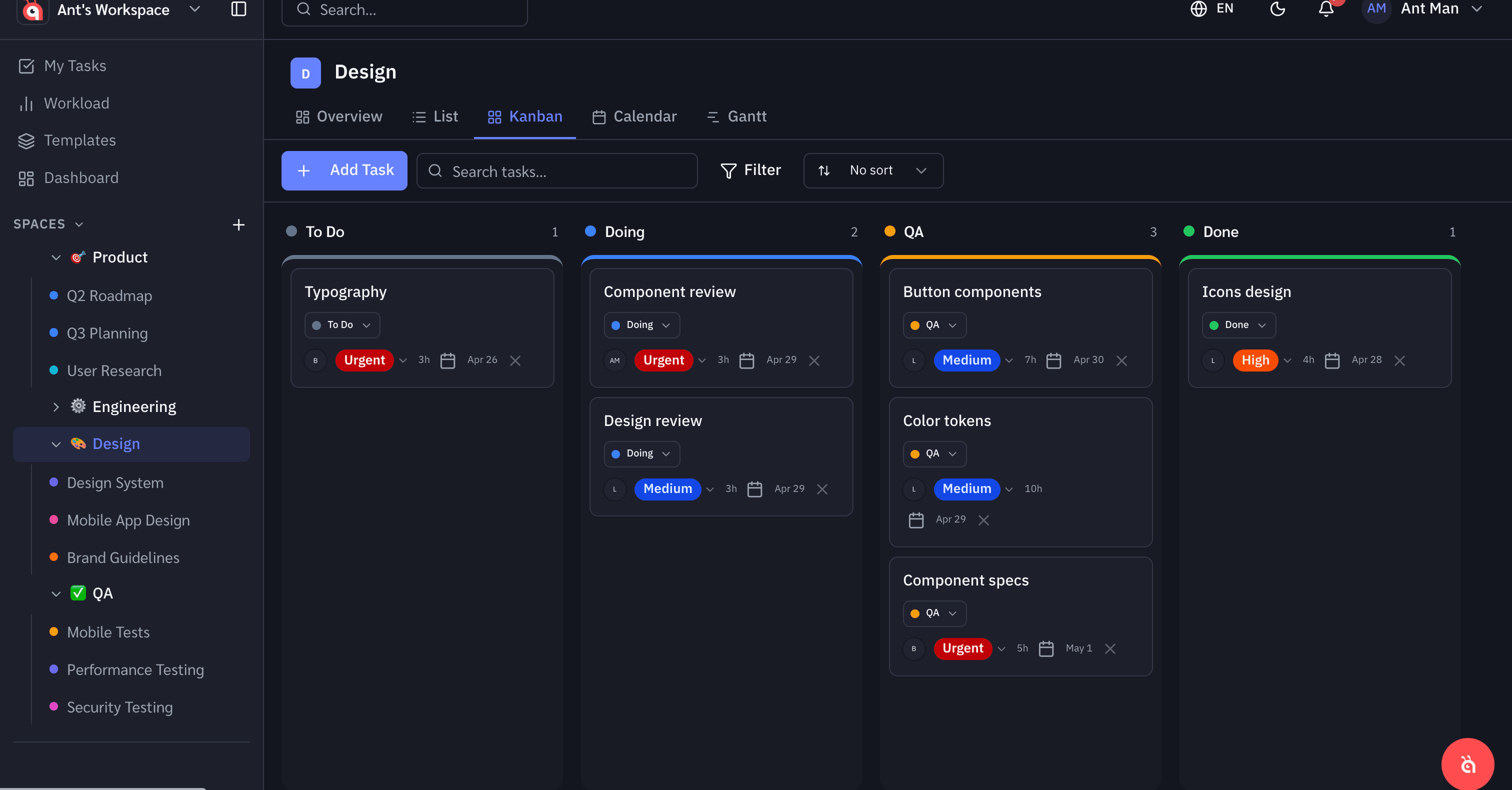 Task management views
